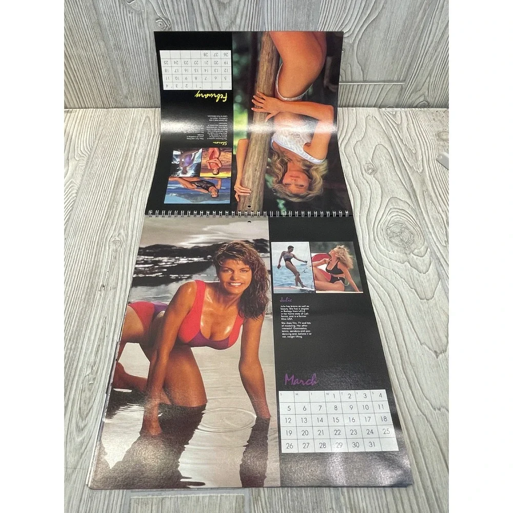 Vintage 1989 Beauty Under The Sun Swimwear Calendar H2O Retro 80s Fashion Models
